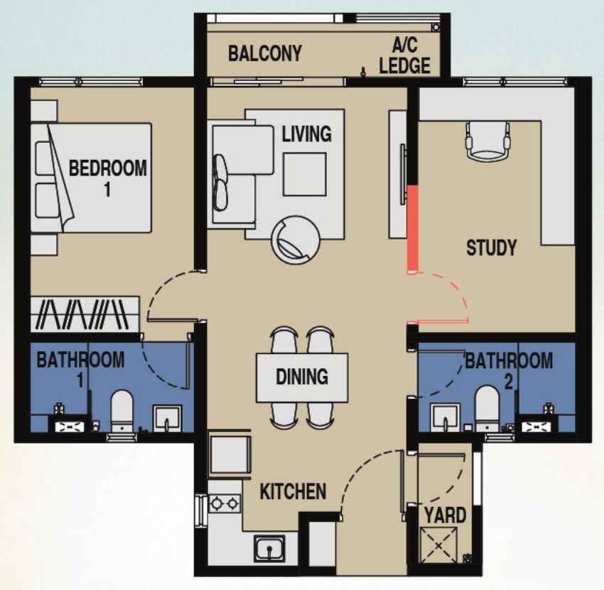 Indicative Type A1 floor plan from Phase 1