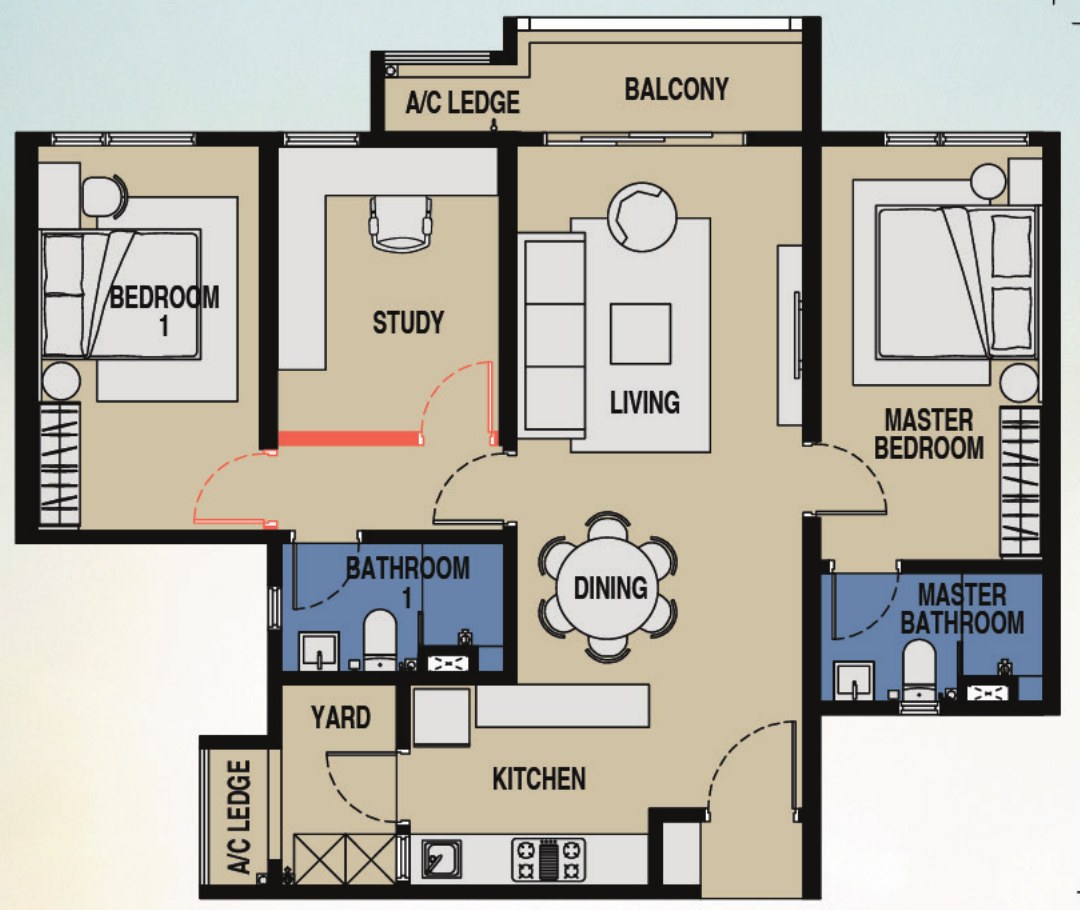 Indicative Type B1 floor plan from Phase 1